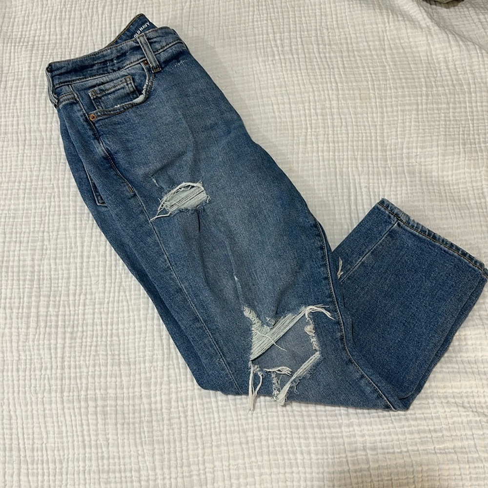 High Rise OG Straight Distressed Straight Jeans